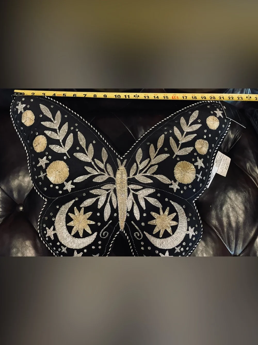 CYNTHIA ROWLEY NWT Butterfly Shaped Embroidered Celestial Accent Throw Pillow